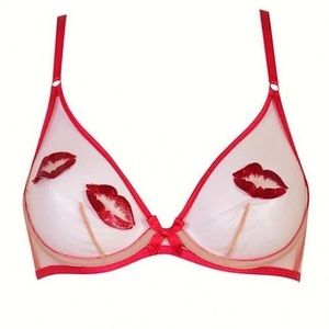 Agent Provocateur Lotie Red Lipstick Kisses Bra 32DD/10DD